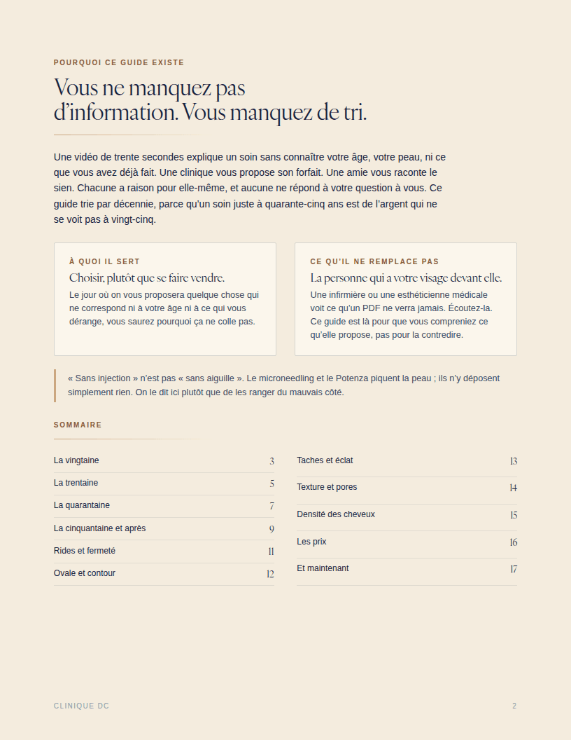 La page « pourquoi ce guide existe » et le sommaire