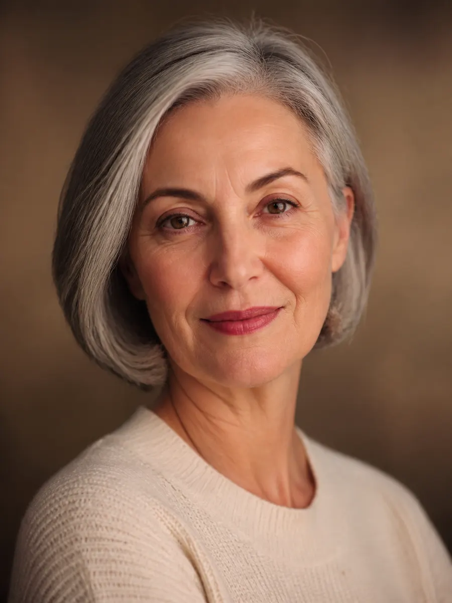 Woman in her fifties with her expression lines intact, long-term effects of Botox