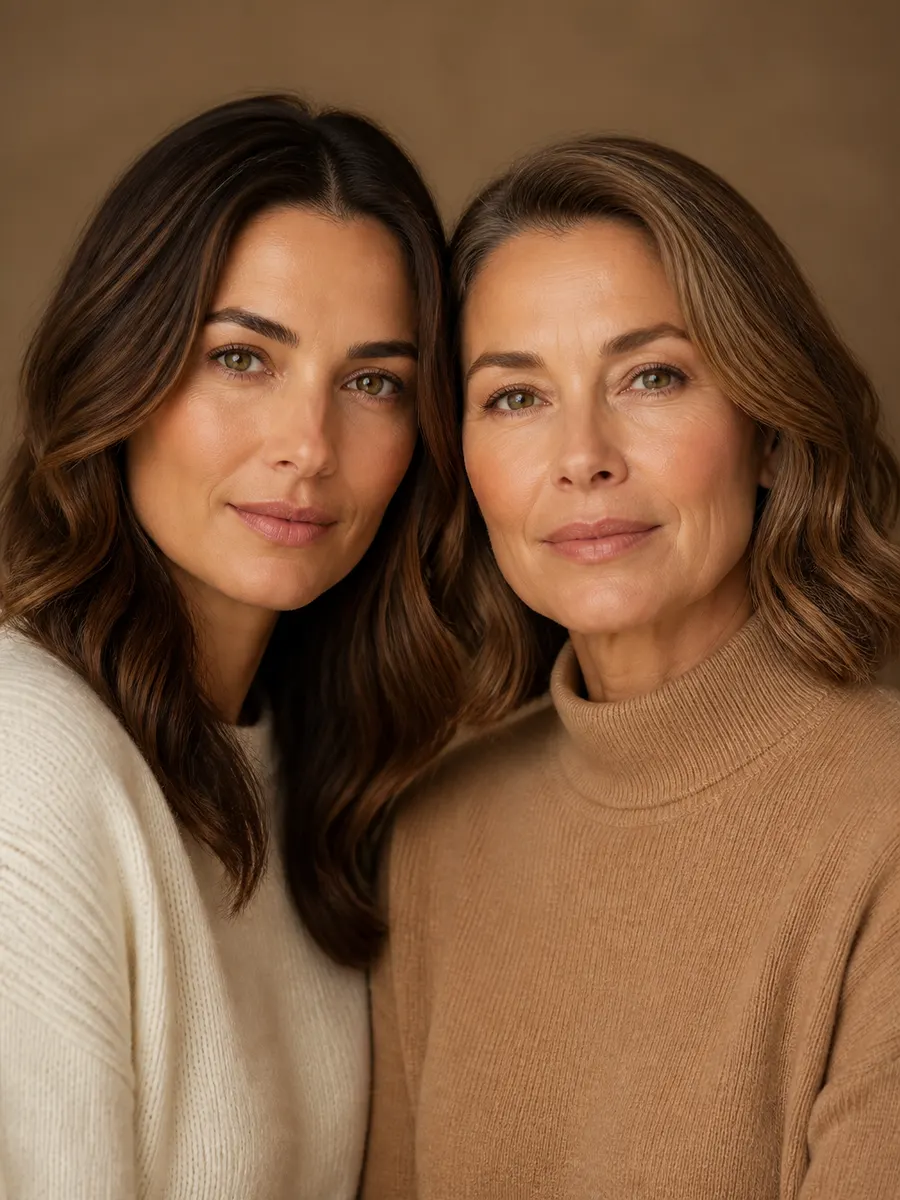 Two women of different ages in profile, comparing Botox and hyaluronic acid filler