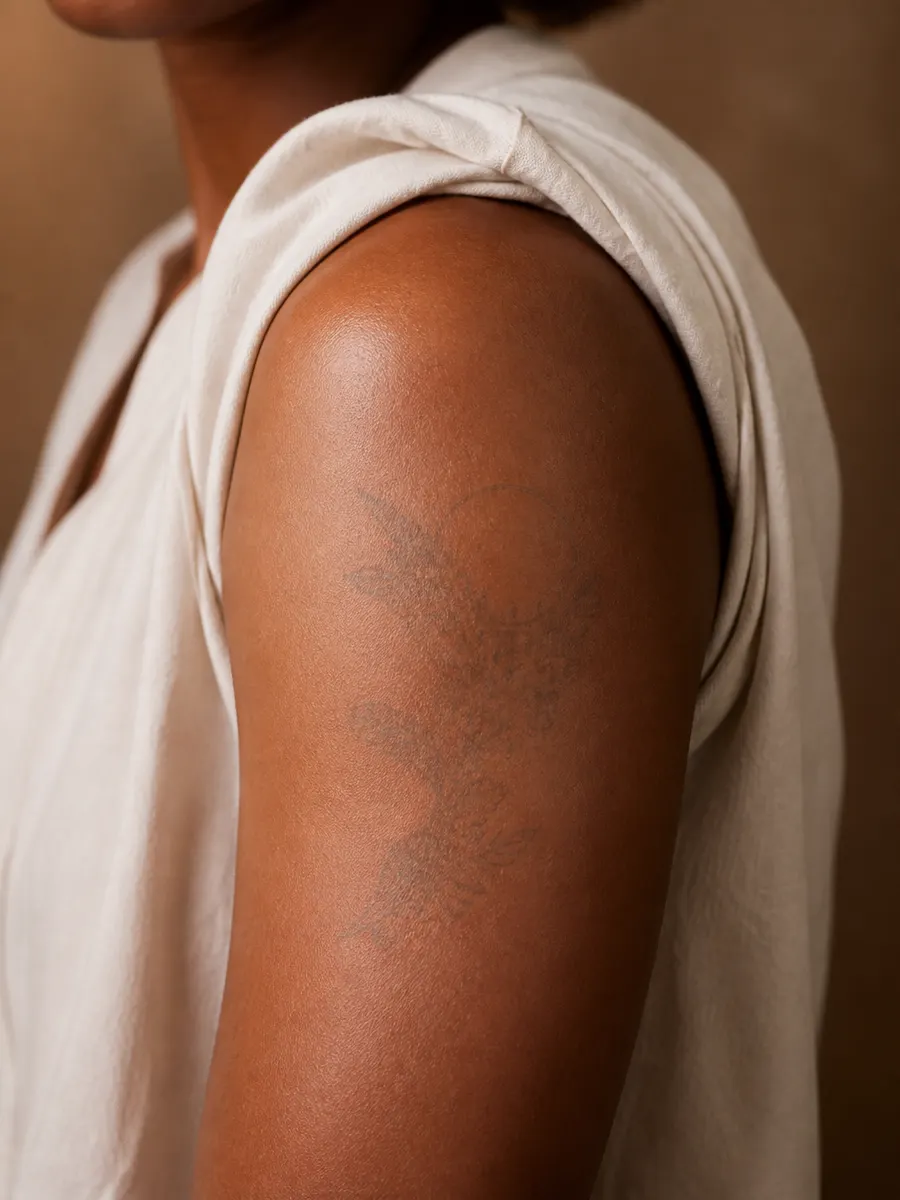 Arm where an old tattoo has faded after laser tattoo removal in Sainte-Rose, Laval