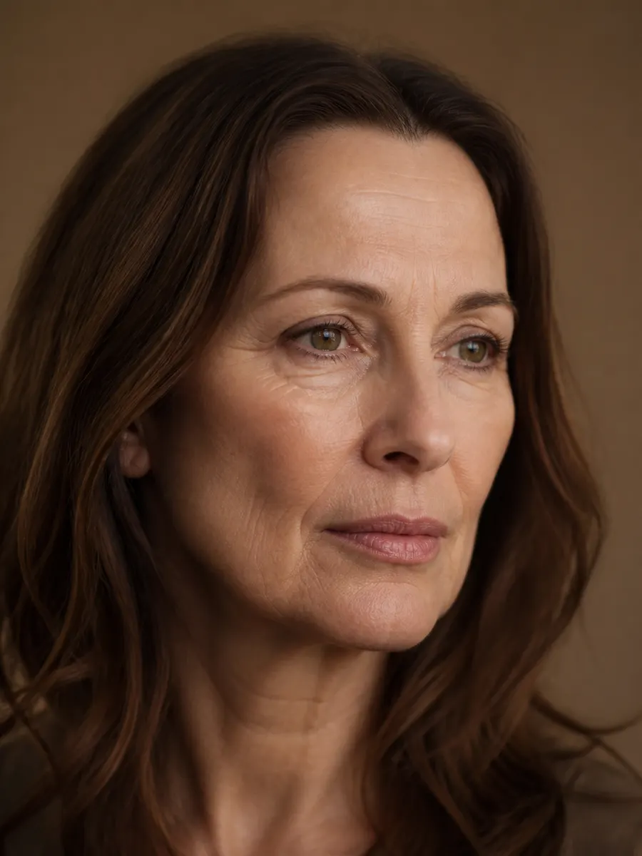 Hollow temples and flattened cheekbones from volume loss